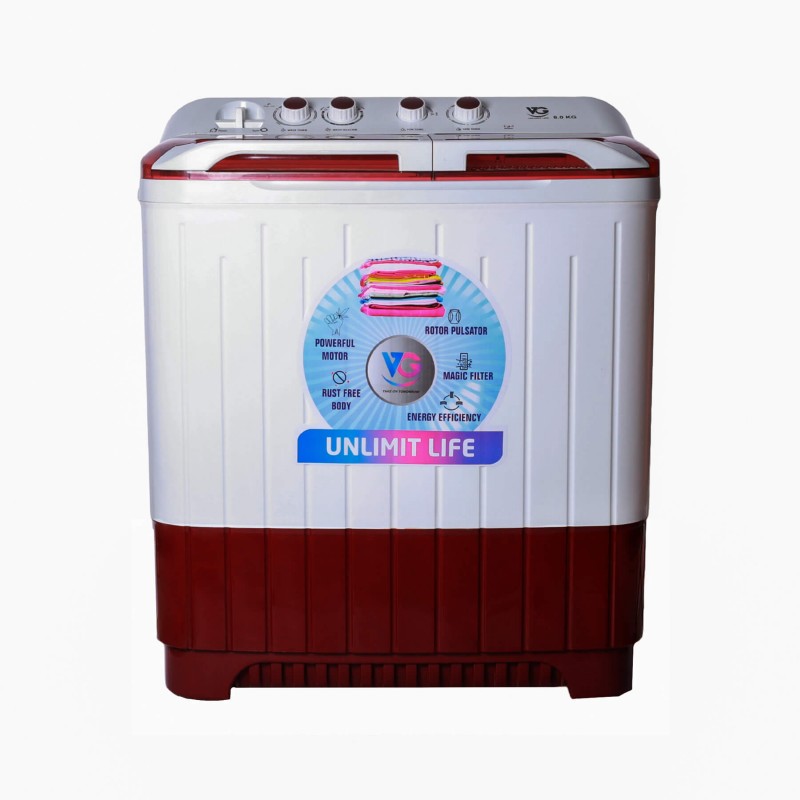 VG 8.5 Kg Magic Filter, Dual Waterfall, and Rust-Free Semi-Automatic Top-Loaded Washing Machine